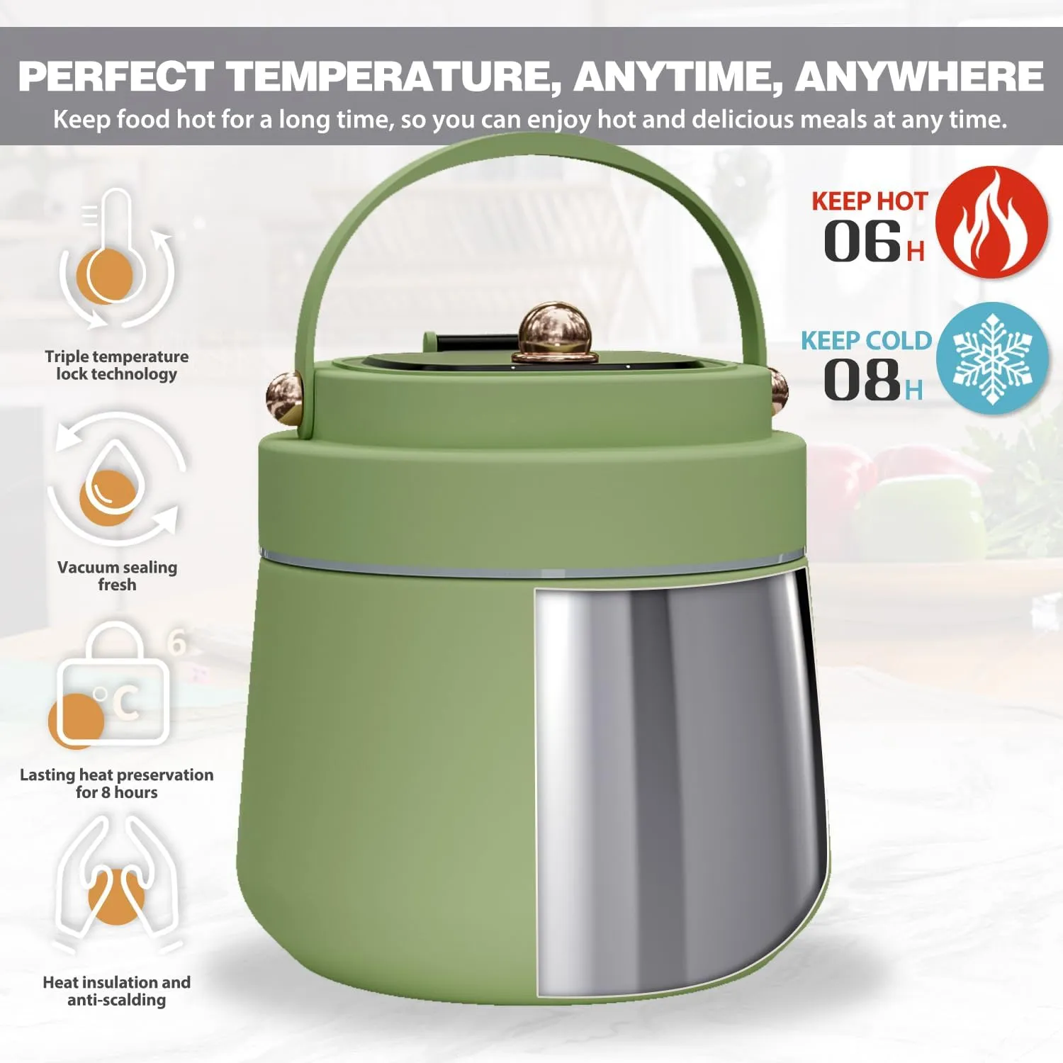 Thermo for Hot Food Adults 40OZ Soup Thermo Lunch Containers Wide Mouth Vacuum Insulated Food Jar Stainless Steel Leakproof Lunch Box with Spoon and Fork, Keeps Food Warm, Ideal Gift for Women