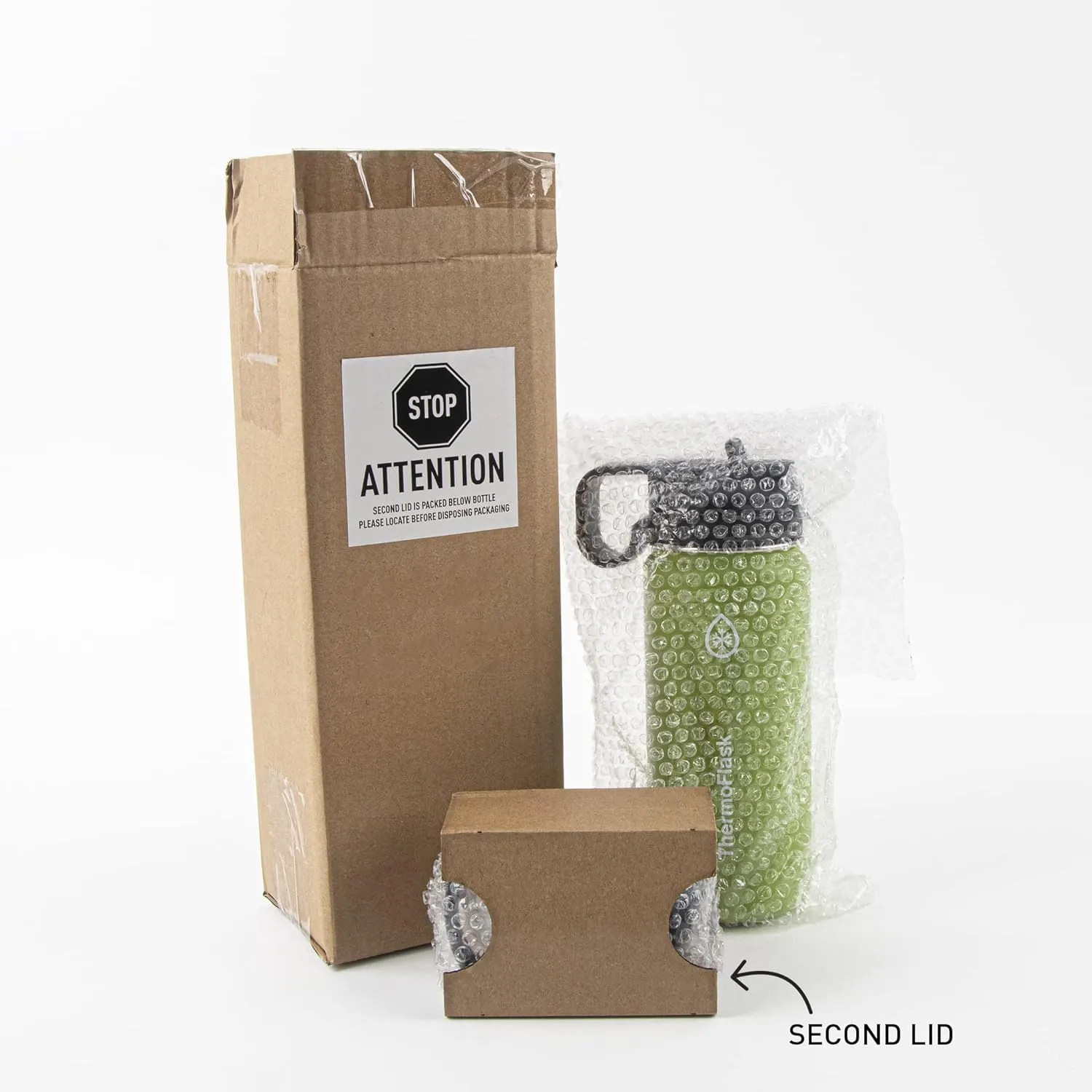 ThermoFlask Bottle with Chug Lid & Straw Lid - Insulated Stainless Steel Water Bottle with Leak-Proof Lids - Dishwasher-Safe Reusable Bottle & Lids - Durable Bottle, 2 Straws & 2 Lids - 18 oz, Black