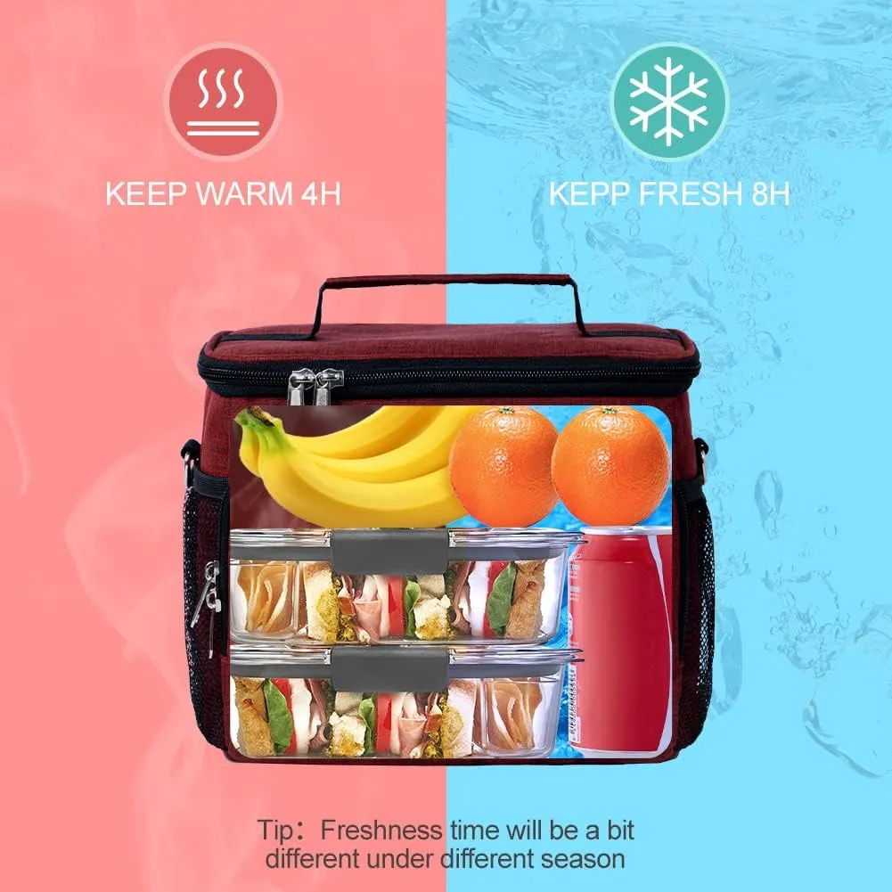 Tiblue Insulated Reusable Lunch Bag for Adults/Kids, Leakproof Freezable Cooler with Adjustable Strap for Work, School, Picnics, Beach