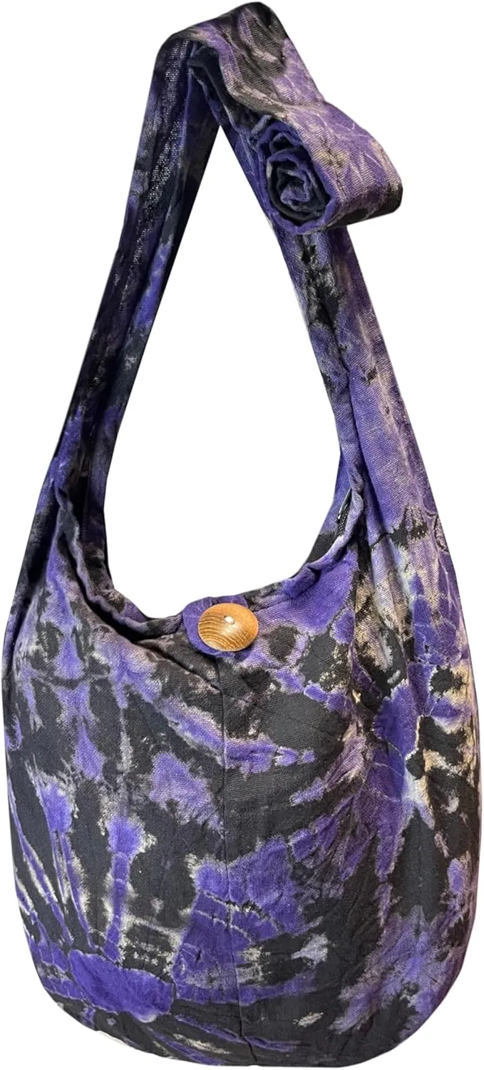 Tie Dye Crossbody Bag – Hippie Hobo Shoulder Purse – Handmade Colorful Artsy Sling Handbag – Medium 33”