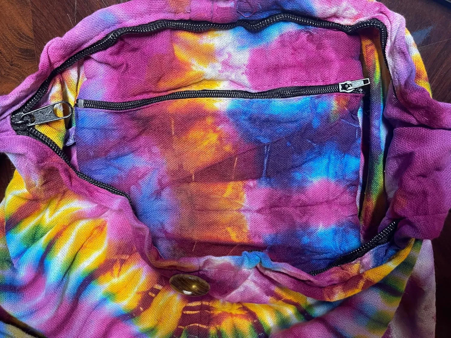 Tie Dye Crossbody Bag – Hippie Hobo Shoulder Purse – Handmade Colorful Artsy Sling Handbag – Medium 33”