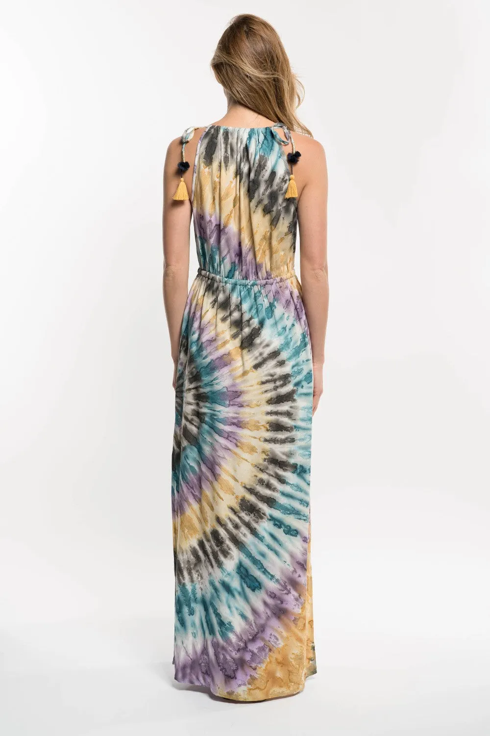 Tie Dye Festival Maxi Dress with Tassels