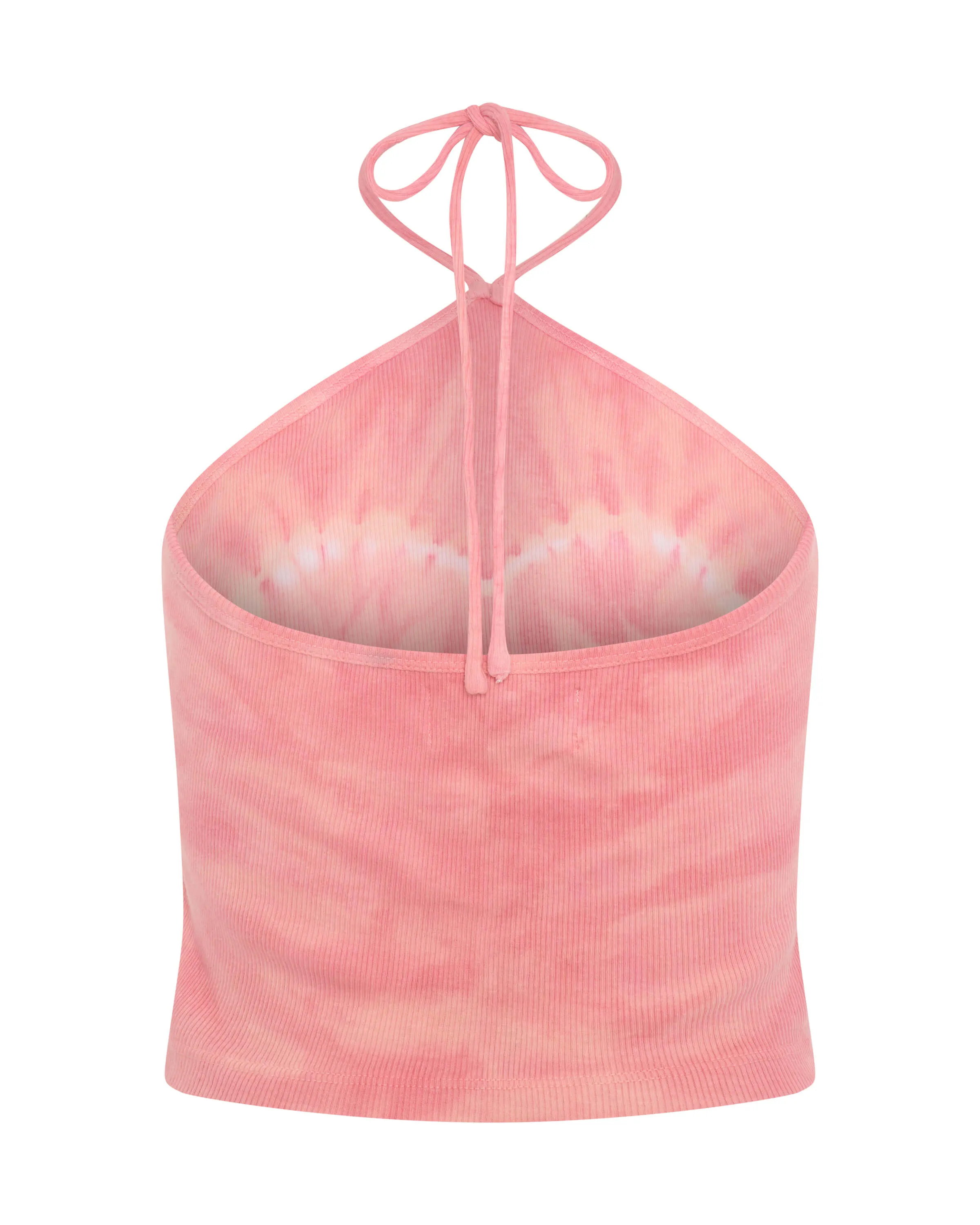 Tie Dye Heart Cropped Halter Neck Top - Pink