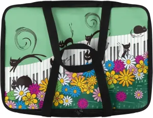 TODIYADDU Cat Daisy Floral Casserole Carrier for Women Piano Keyboard Food Warmer Container with Carrying Strap Trendy Food Carrying Bag for Picnic Potluck Party Portable Lasagna Holder Lunch Bag