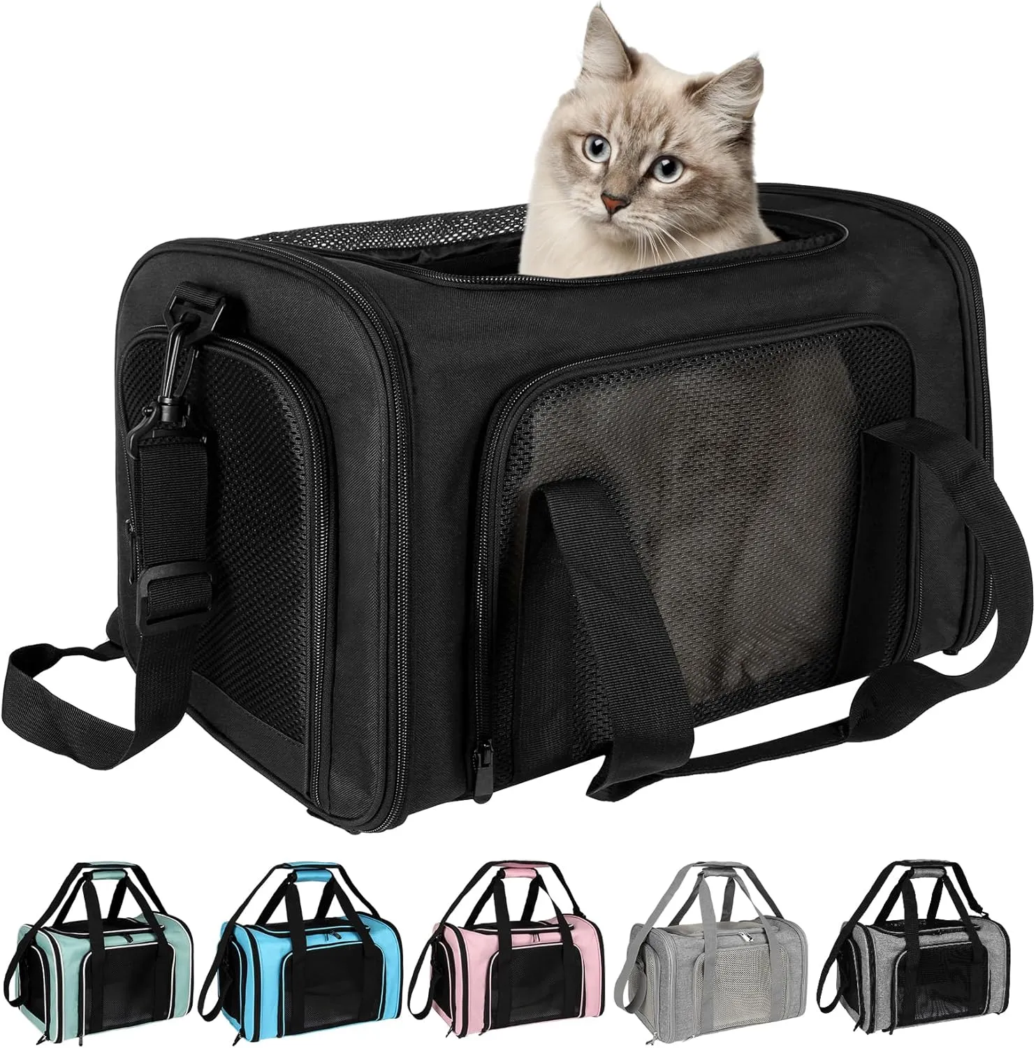 Top tasta Dog Cat Carrier Pet Carriers for Small Medium Large Cats Dogs Carrier Under 25 Lbs Soft Sided Small Puppy Dog Carrier Portable Foldable Dog Cat Travel Carrier （Black 20 * 13 * 13）