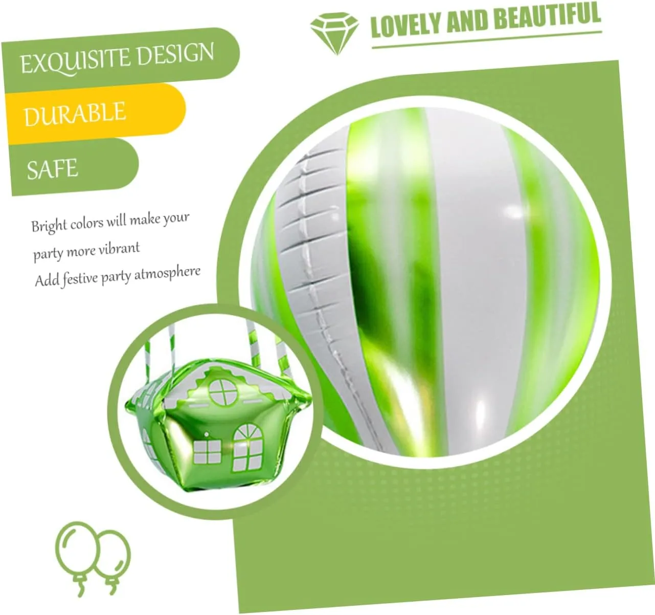 Totority 3sets Hot Air Foil Balloon Decorations Aluminum Film Balloons Boys and Girls Birthday Party Bulk 4pcs*3