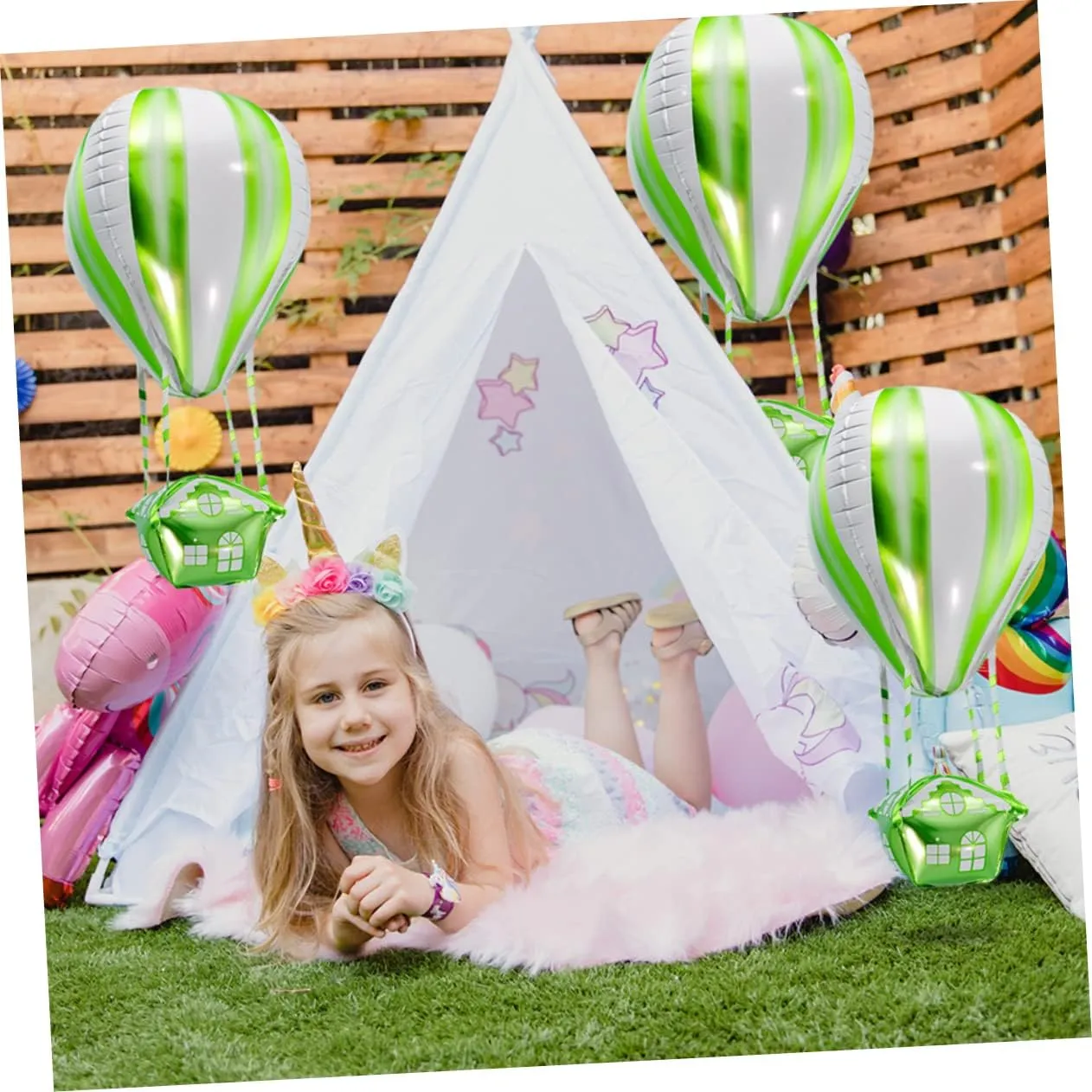 Totority 3sets Hot Air Foil Balloon Decorations Aluminum Film Balloons Boys and Girls Birthday Party Bulk 4pcs*3