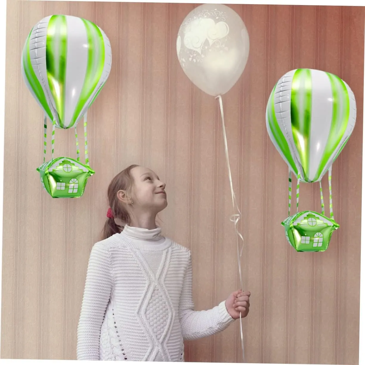 Totority 3sets Hot Air Foil Balloon Decorations Aluminum Film Balloons Boys and Girls Birthday Party Bulk 4pcs*3