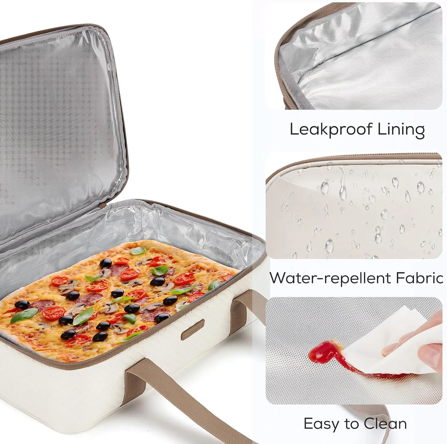 TOURIT Double Decker Insulated Casserole Carrier for Hot or Cold Food Expandable Thermal Food Carrier for Picnic Cookouts Potluck Parties Fits 9" x 13" Baking Dish