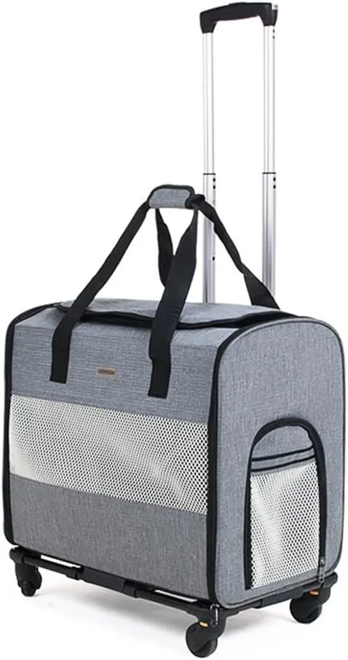 Transport Suitcase Pet Multifunctional Outing Trolley Bag, Pet Travel Carrier Detachable Carrier Outing Portable Foldable Pet Cat and Dog Stroller Small Dog (Gray a)