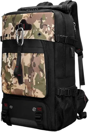 Travel Backpack Large Capacity Shoulder Bag for Outdoor Activities 60L Expandable Flight Backpack Men's Women's Hiking Waterproof Sturdy Oxford Cloth Backpacks Camo