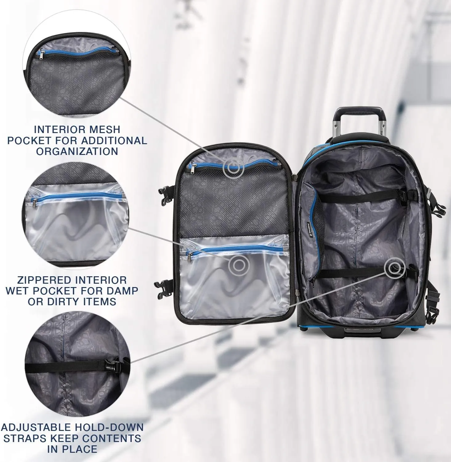 Travelpro Bold Softside Expandable Carry on Rollaboard Luggage, Carry on 22-Inch, Blue/Black