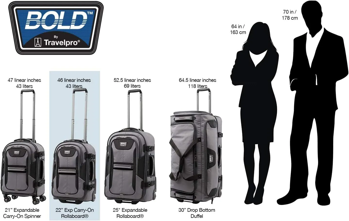 Travelpro Bold Softside Expandable Carry on Rollaboard Luggage, Carry on 22-Inch, Grey/Black