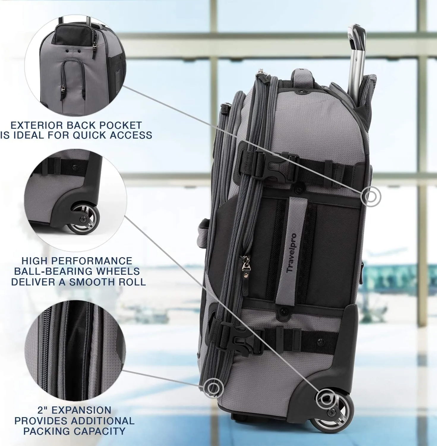 Travelpro Bold Softside Expandable Carry on Rollaboard Luggage, Carry on 22-Inch, Grey/Black