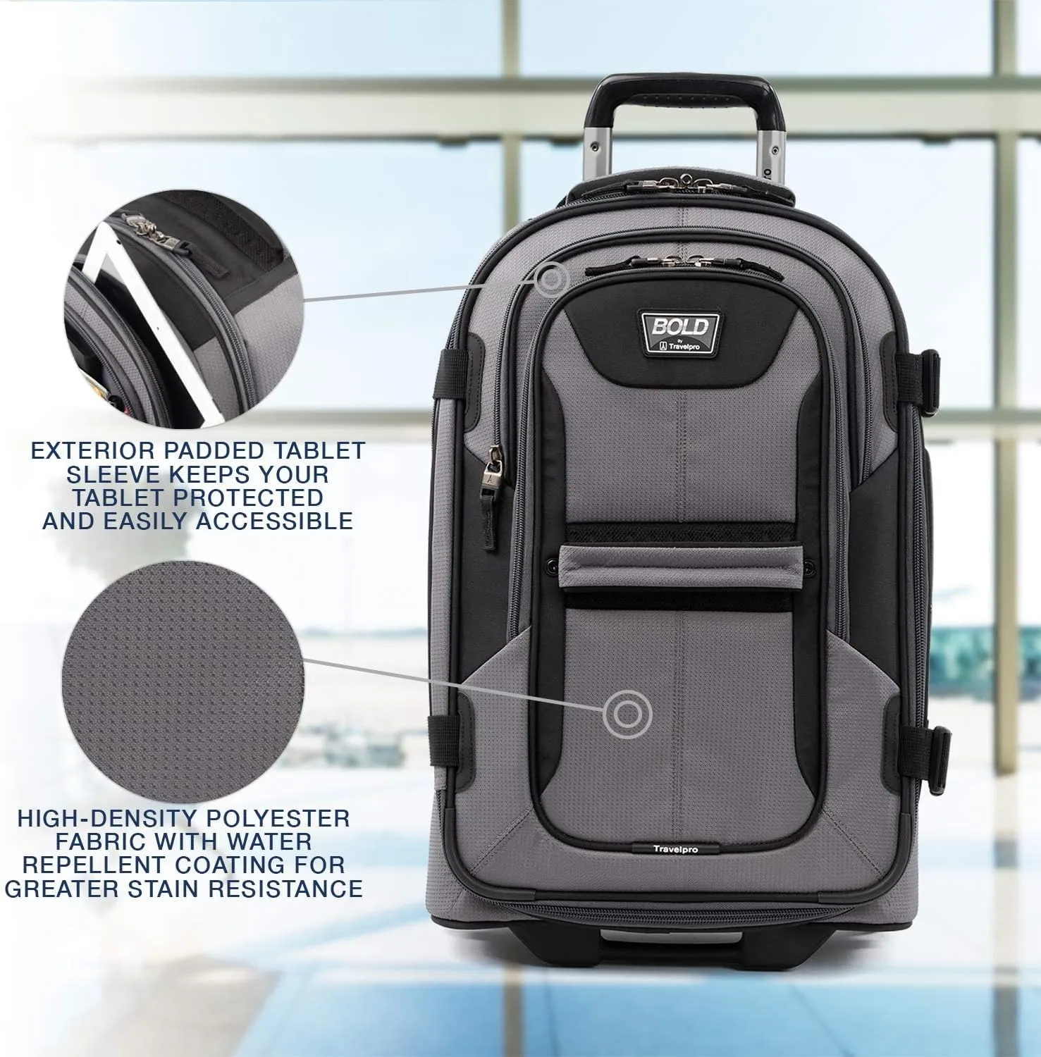 Travelpro Bold Softside Expandable Carry on Rollaboard Luggage, Carry on 22-Inch, Grey/Black