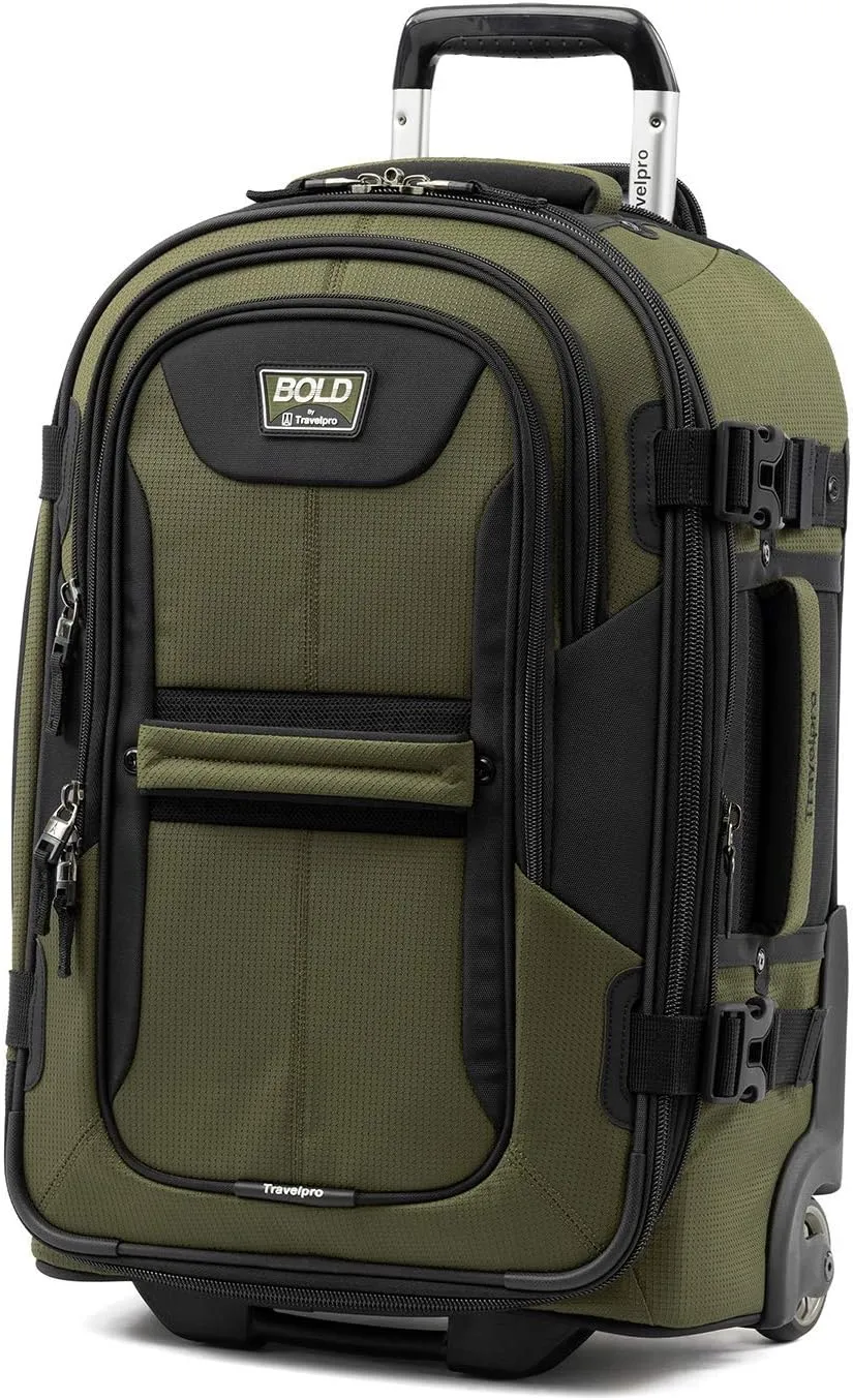 Travelpro Bold Softside Expandable Carry on Rollaboard Luggage, Carry on 22-Inch, Olive Green/Black