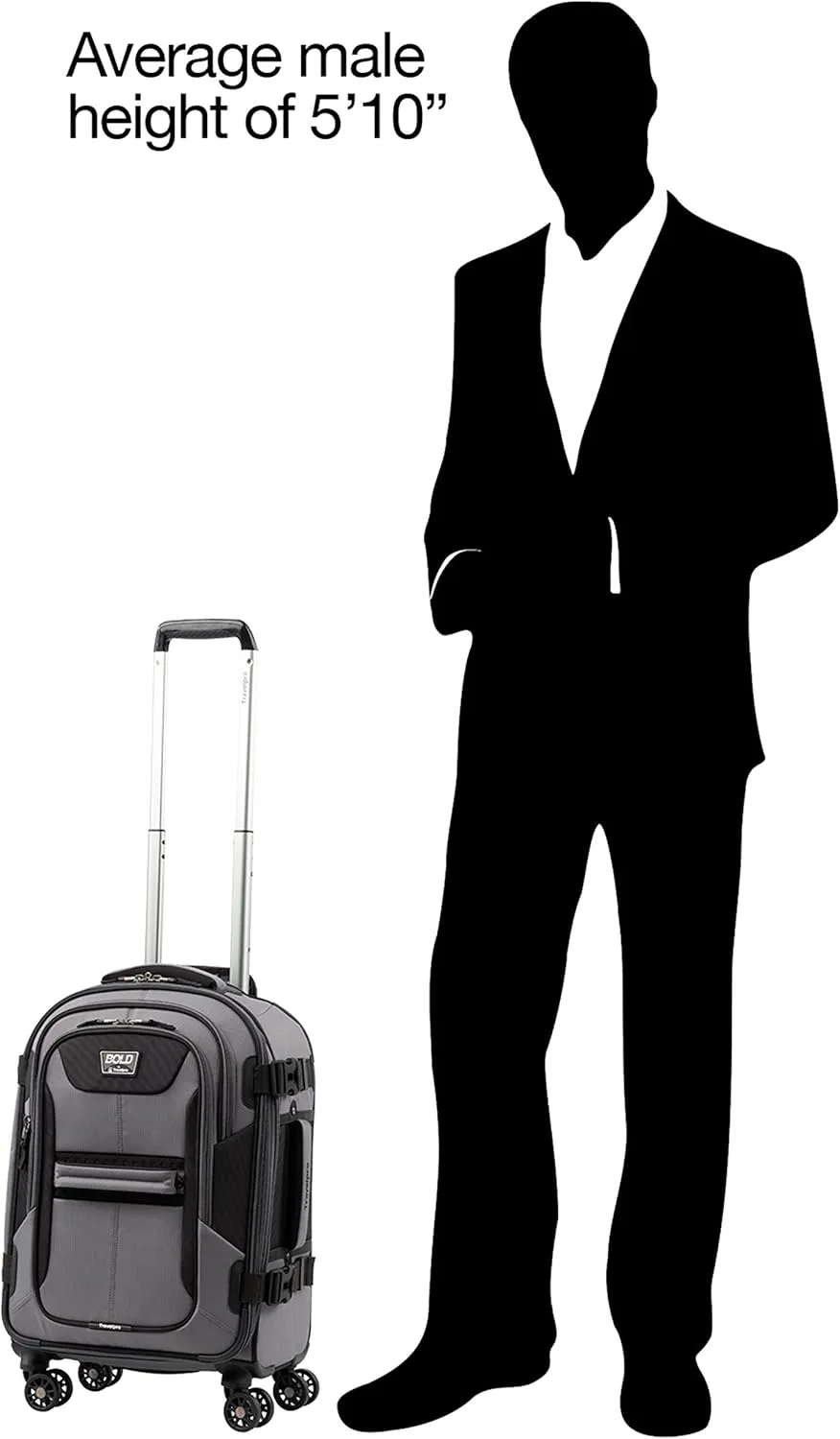 Travelpro Bold Softside Expandable Carry on Spinner Luggage, Carry on 21-Inch, Grey/Black