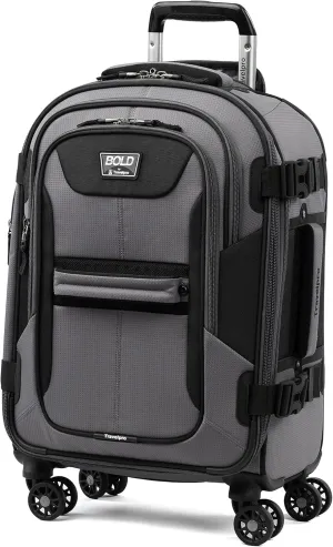 Travelpro Bold Softside Expandable Carry on Spinner Luggage, Carry on 21-Inch, Grey/Black