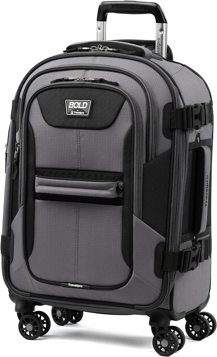 Travelpro Bold Softside Expandable Carry on Spinner Luggage, Carry on 21-Inch, Grey/Black