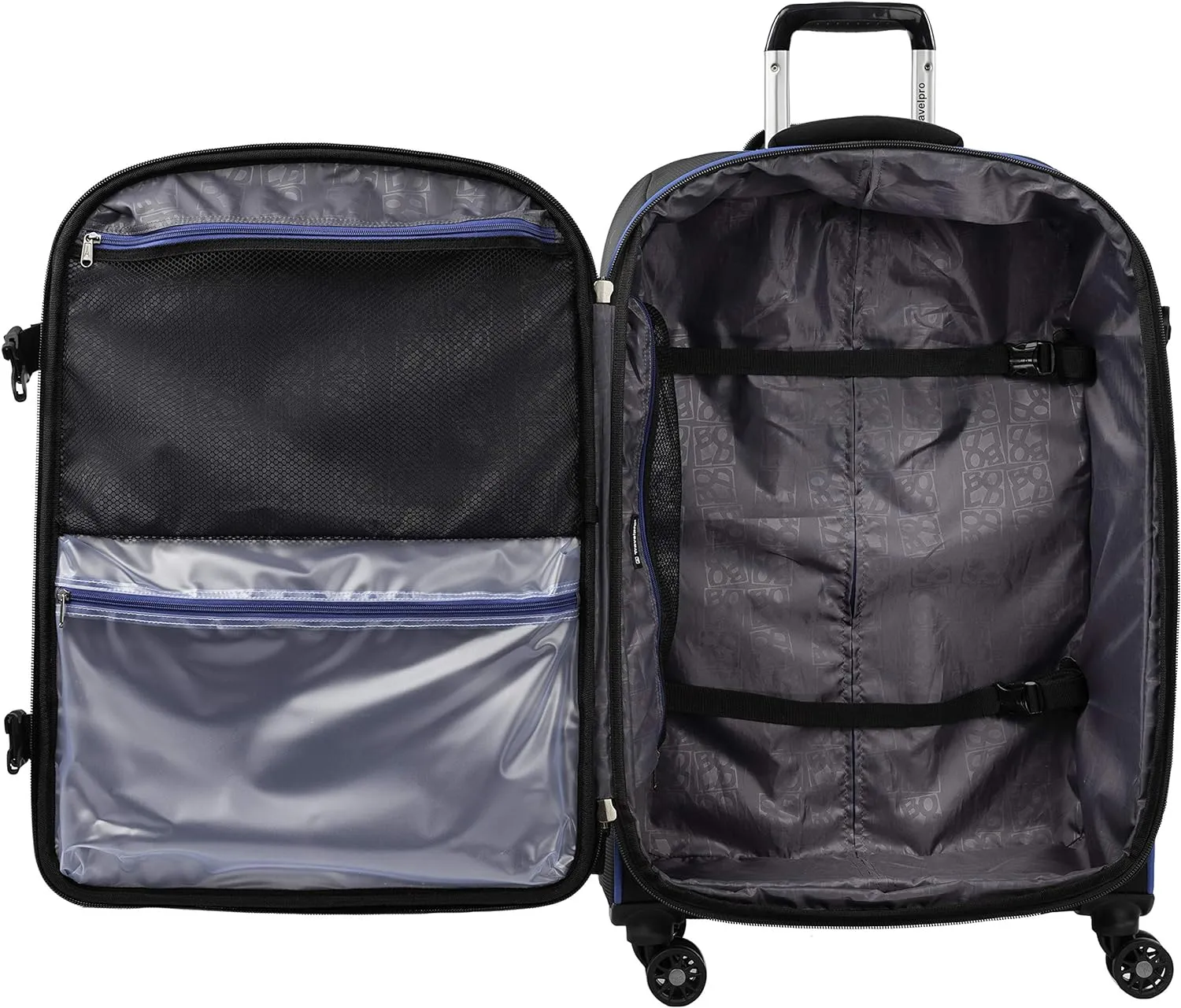Travelpro Bold Softside Expandable Check in Spinner Luggage, Check in 26-Inch, Blue/Black