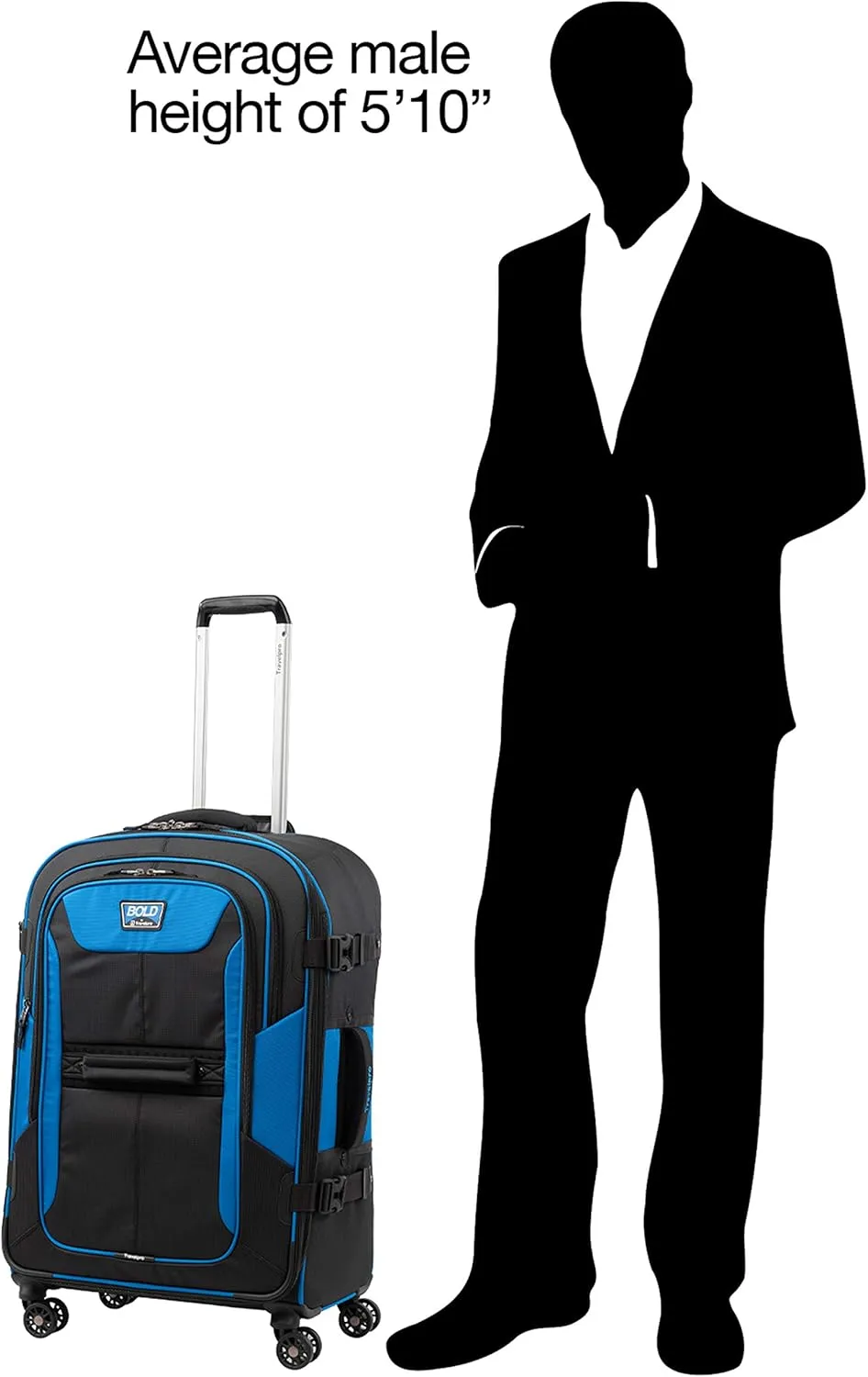 Travelpro Bold Softside Expandable Check in Spinner Luggage, Check in 26-Inch, Blue/Black