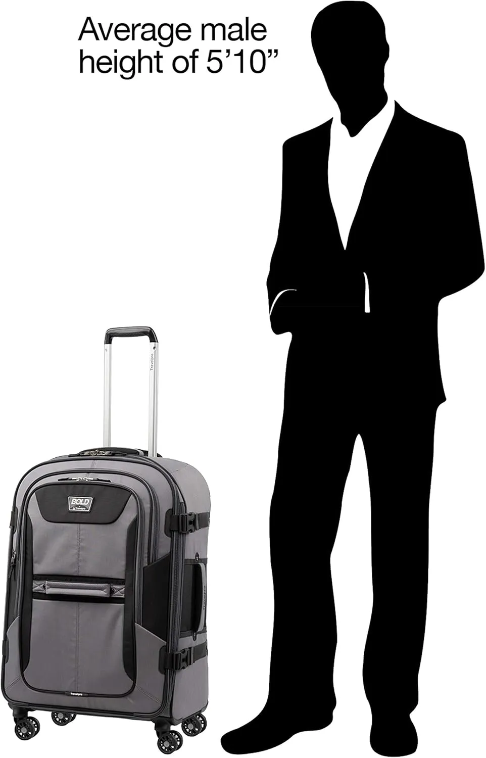 Travelpro Bold Softside Expandable Check in Spinner Luggage, Check in 26-Inch, Grey/Black