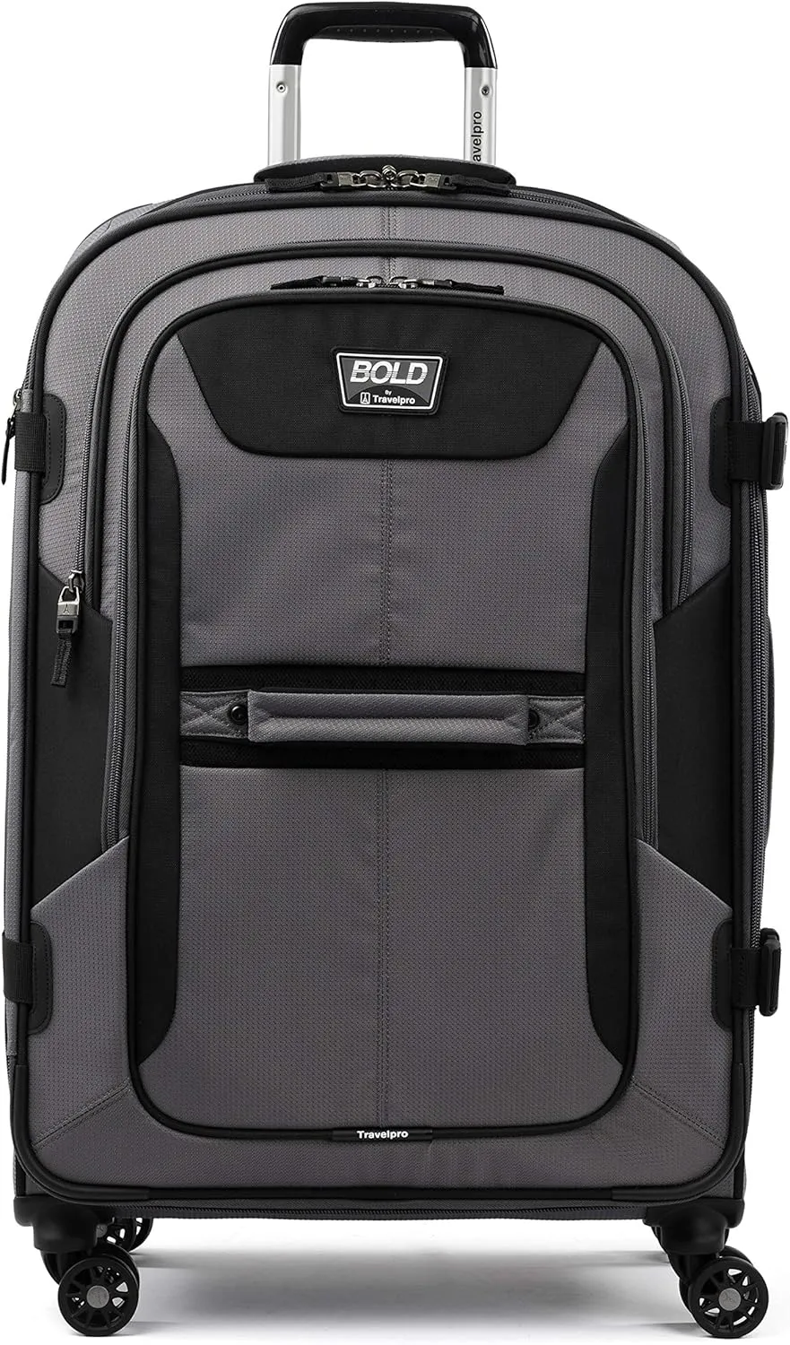 Travelpro Bold Softside Expandable Check in Spinner Luggage, Check in 26-Inch, Grey/Black