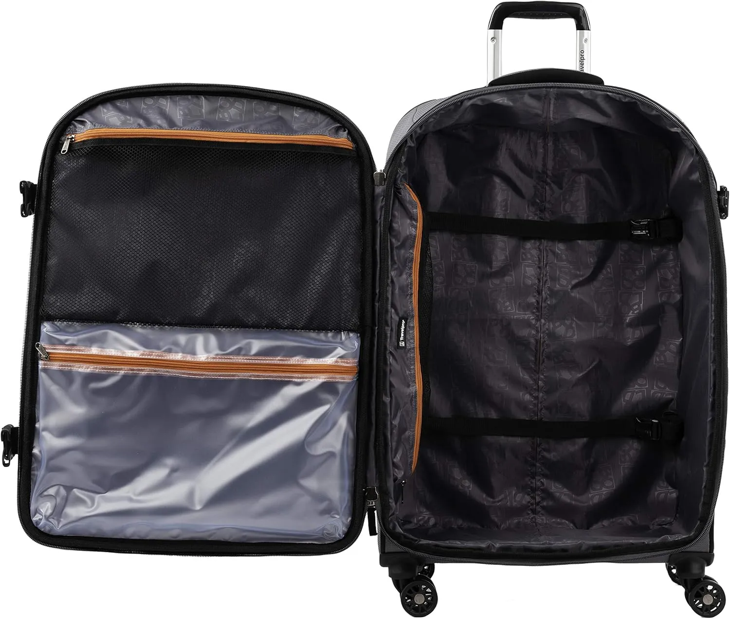 Travelpro Bold Softside Expandable Check in Spinner Luggage, Check in 26-Inch, Grey/Black