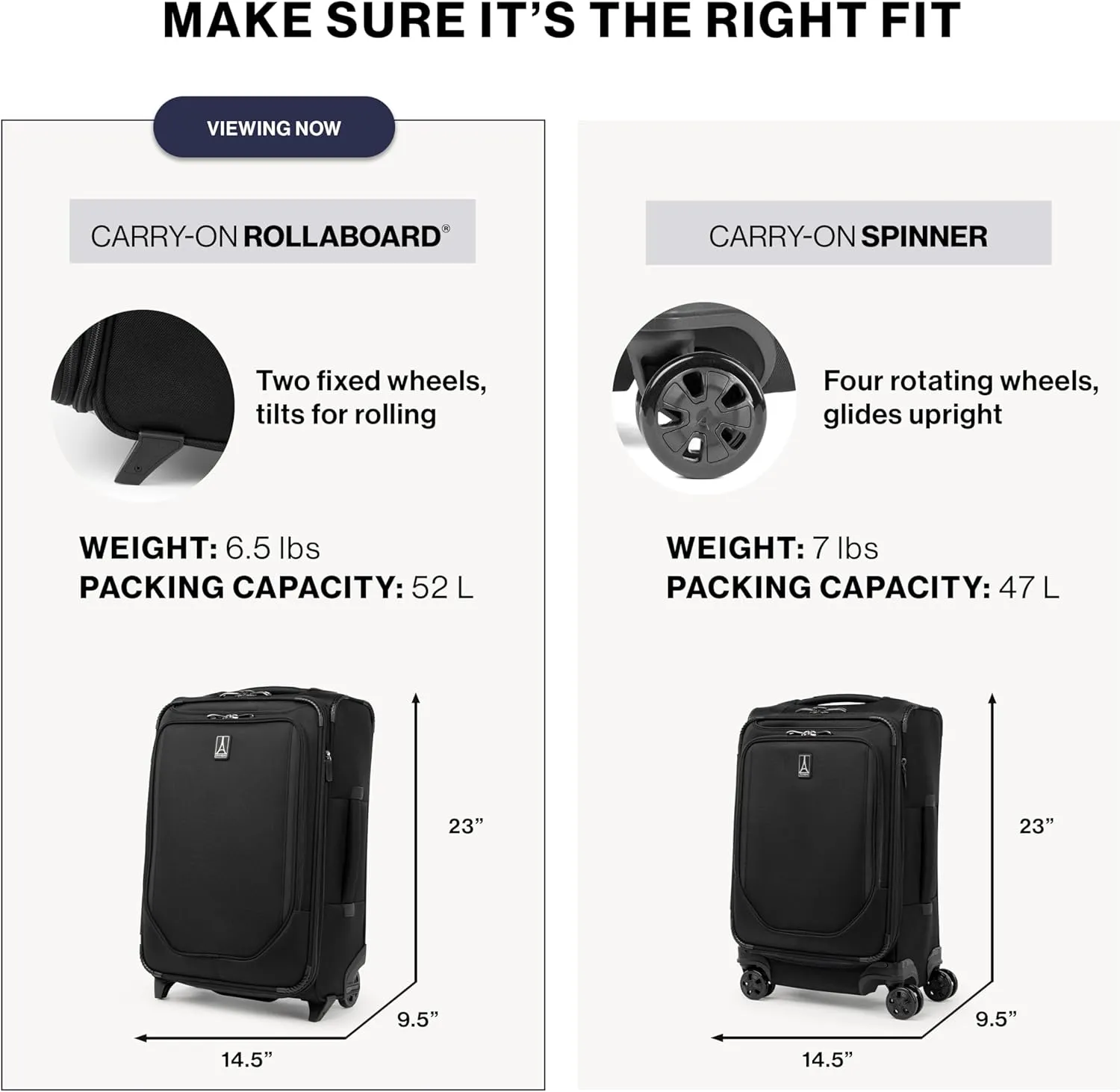 Travelpro Crew Classic Lightweight Softside Expandable Carry on Luggage, 2 Wheel Upright Rollaboard Suitcase, Men and Women, Carry On 22-Inch, Black