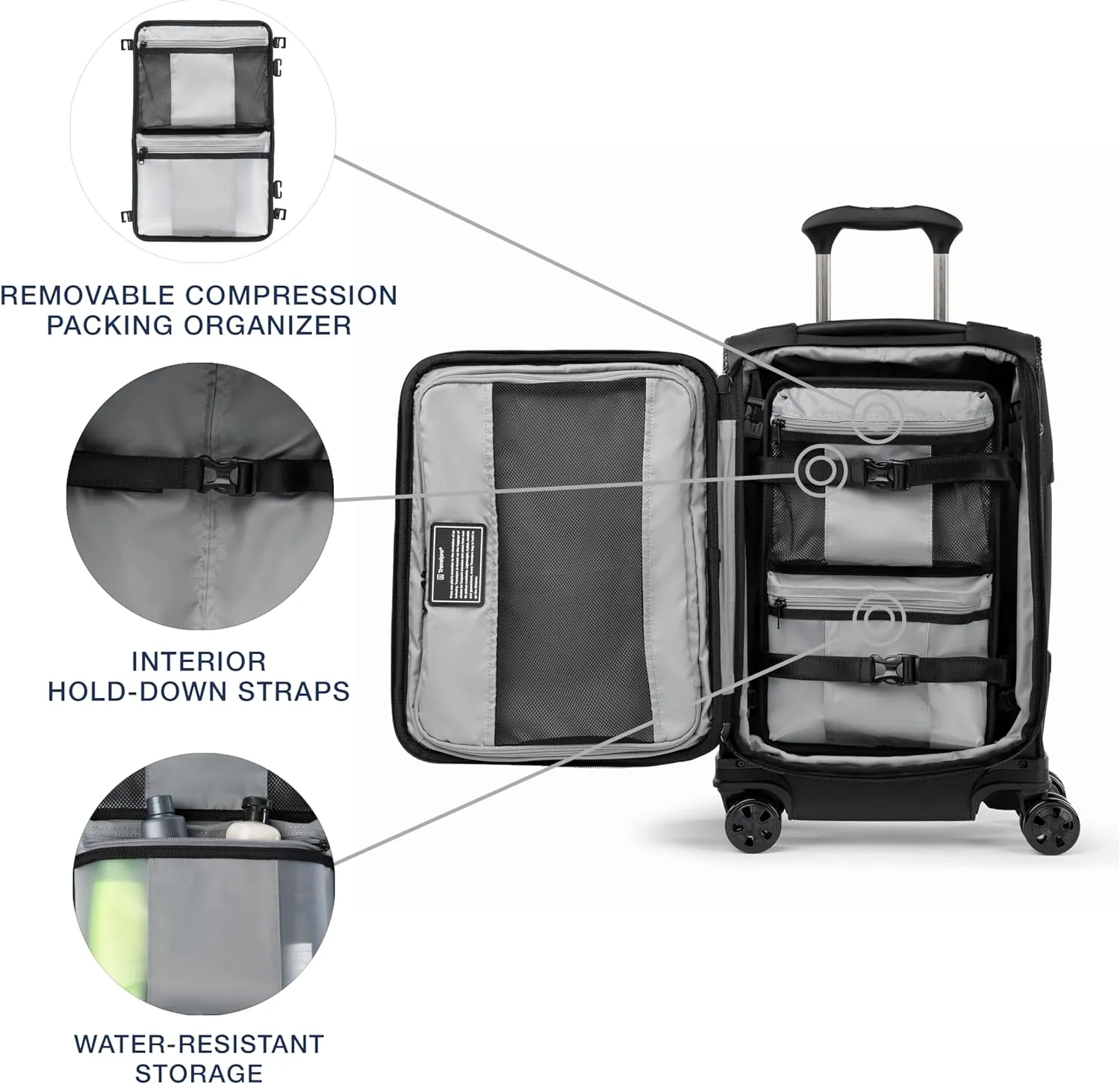Travelpro Crew Classic Lightweight Softside Expandable Carry on Luggage, 8 Wheel Spinner Suitcase, Men and Women, Carry On 21-Inch, Black