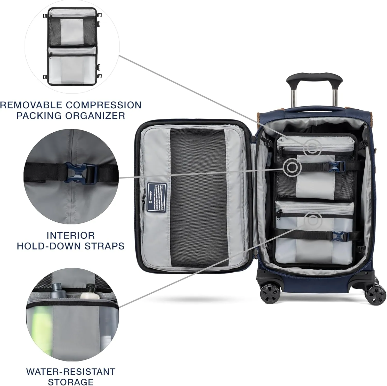 Travelpro Crew Classic Lightweight Softside Expandable Carry on Luggage, 8 Wheel Spinner Suitcase, Men and Women, Compact Carry On 20-Inch, Patriot Blue