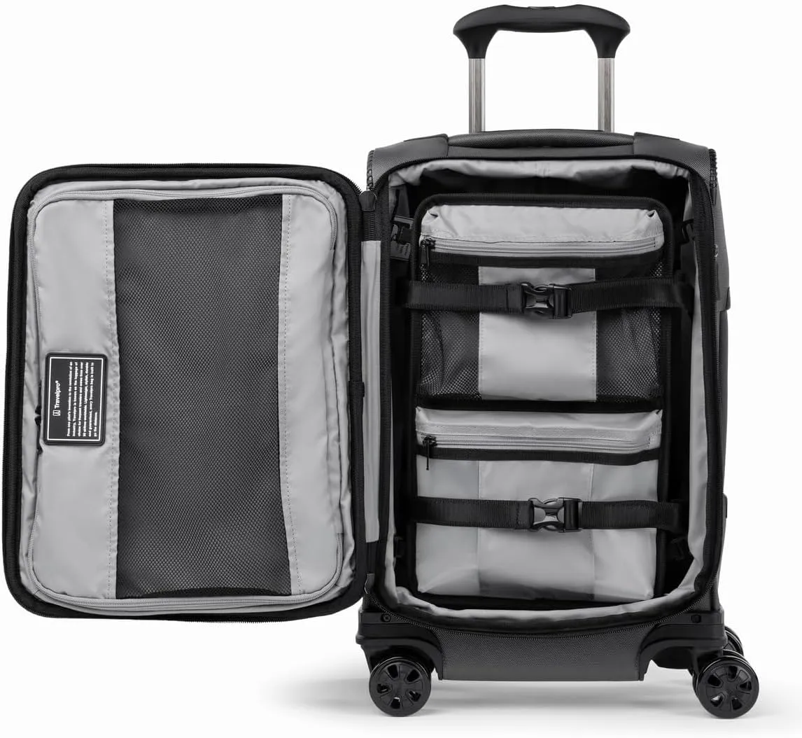 Travelpro Crew Classic Lightweight Softside Expandable Carry on Luggage, 8 Wheel Spinner Suitcase, Men and Women, Compact Carry On 20-Inch, Titanium Grey