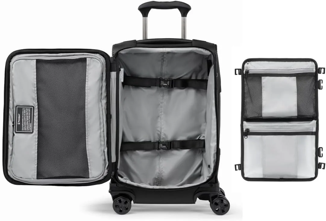 Travelpro Crew Classic Lightweight Softside Expandable Carry on Luggage, 8 Wheel Spinner Suitcase, Men and Women, Compact Carry On 20-Inch, Titanium Grey