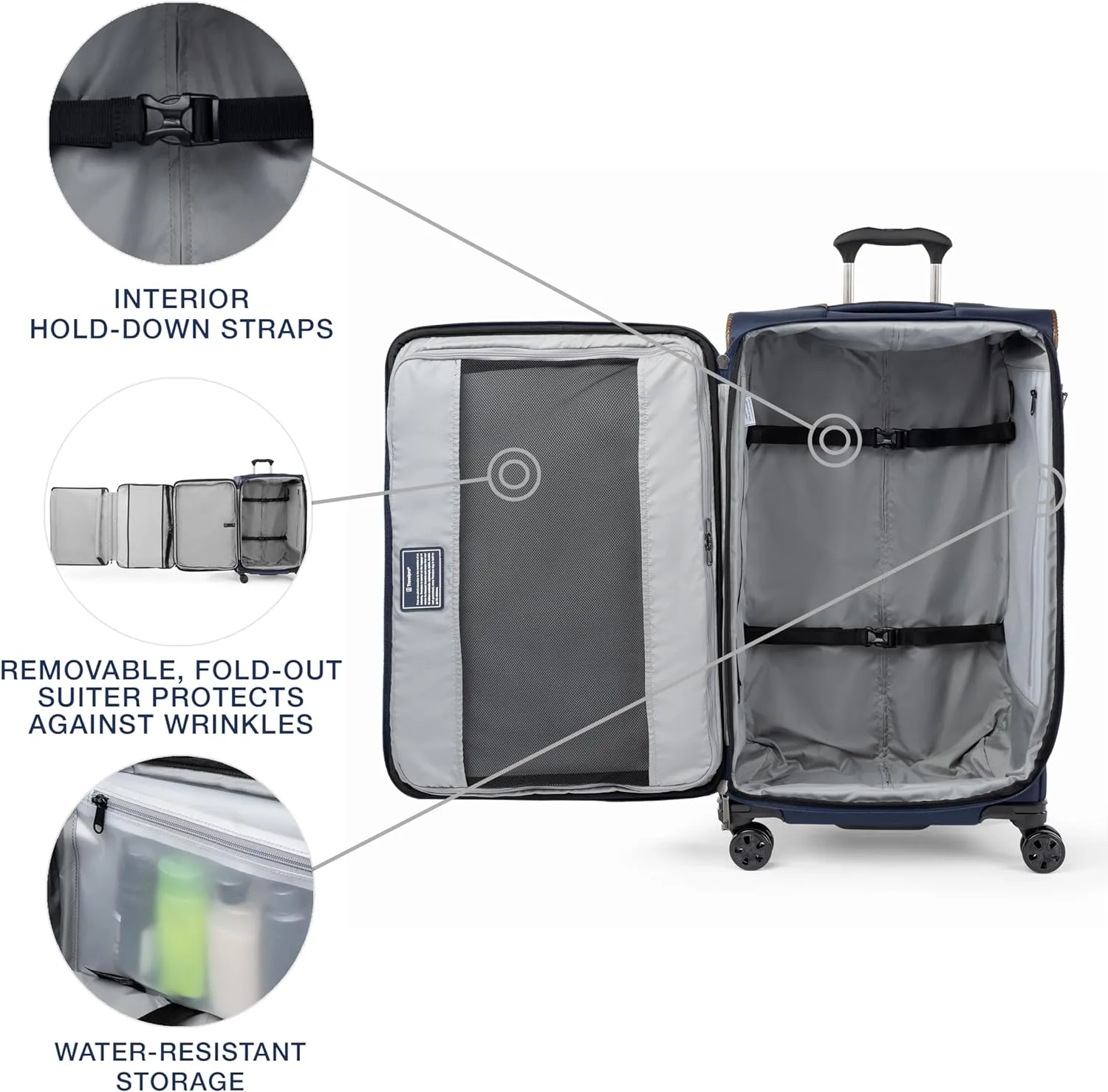 Travelpro Crew Classic Lightweight Softside Expandable Checked Luggage, 8 Wheel Spinner Suitcase, TSA Lock, Men and Women, Checked Large 29-Inch, Patriot Blue