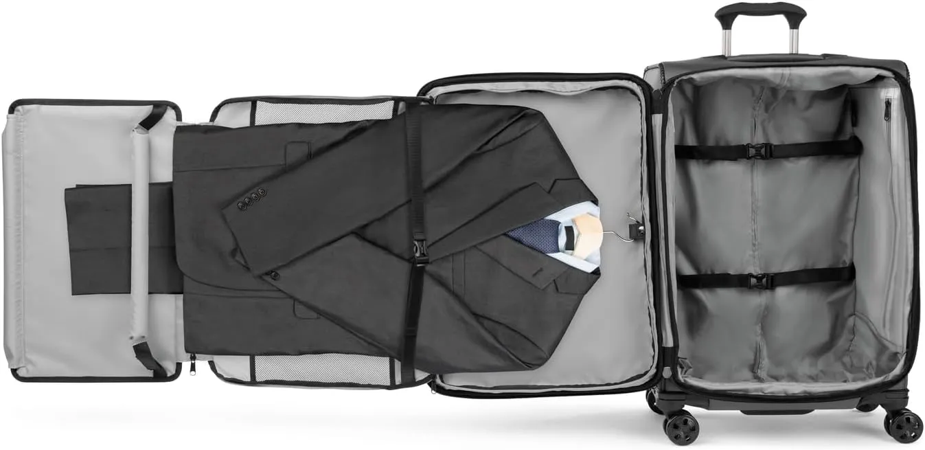 Travelpro Crew Classic Lightweight Softside Expandable Checked Luggage, 8 Wheel Spinner Suitcase, TSA Lock, Men and Women, Checked Medium 25-Inch, Titanium Grey