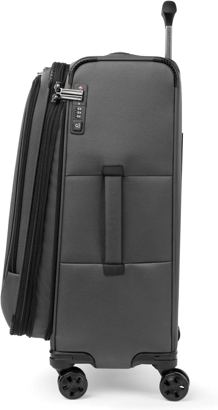 Travelpro Crew Classic Lightweight Softside Expandable Checked Luggage, 8 Wheel Spinner Suitcase, TSA Lock, Men and Women, Checked Medium 25-Inch, Titanium Grey