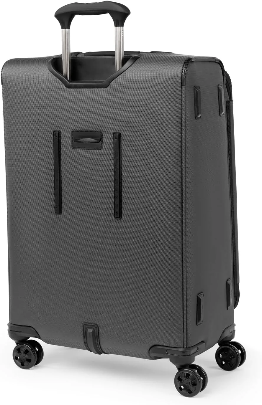 Travelpro Crew Classic Lightweight Softside Expandable Checked Luggage, 8 Wheel Spinner Suitcase, TSA Lock, Men and Women, Checked Medium 25-Inch, Titanium Grey