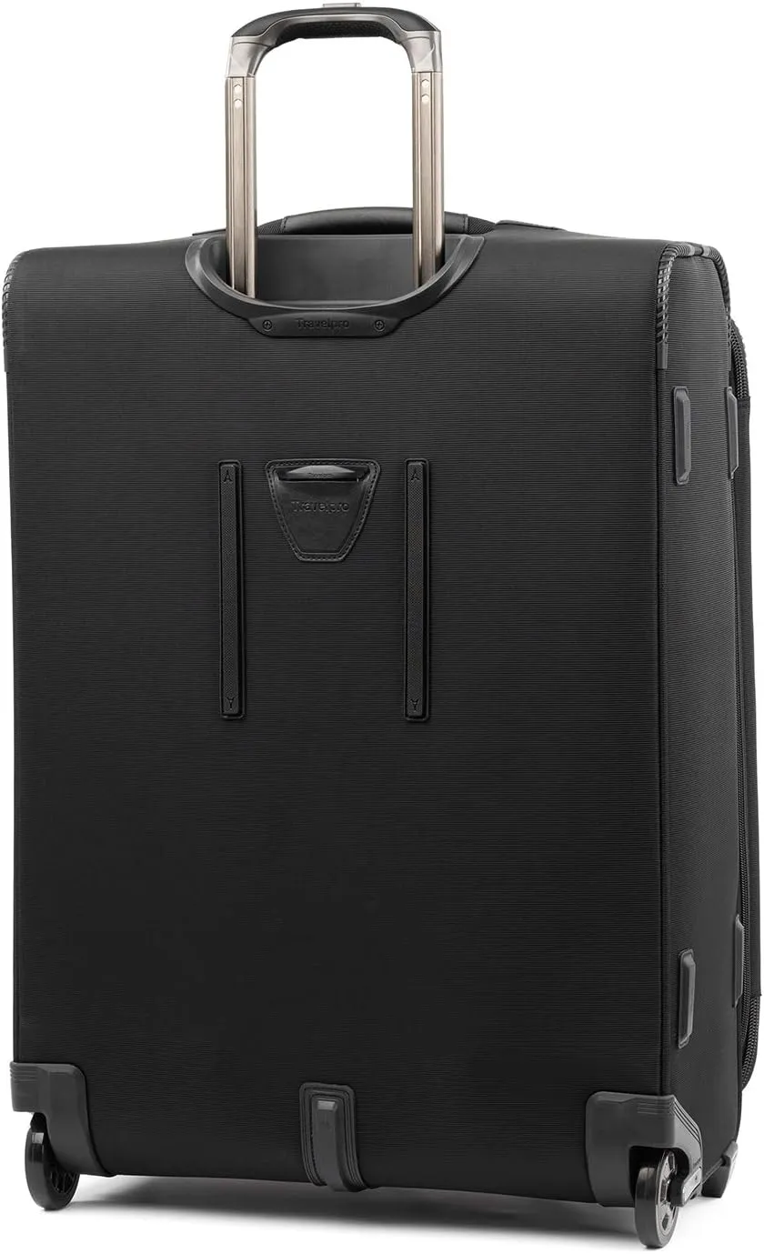 Travelpro Crew Versapack Softside Expandable 2 Wheel Upright Checked Luggage, TSA Lock, Built-in Fold-out Suiter, Men and Women, Jet Black, Checked Medium 26-Inch