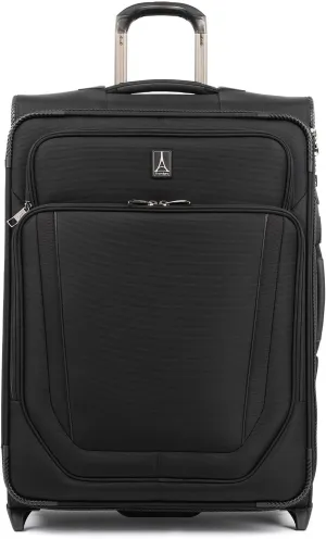 Travelpro Crew Versapack Softside Expandable 2 Wheel Upright Checked Luggage, TSA Lock, Built-in Fold-out Suiter, Men and Women, Jet Black, Checked Medium 26-Inch