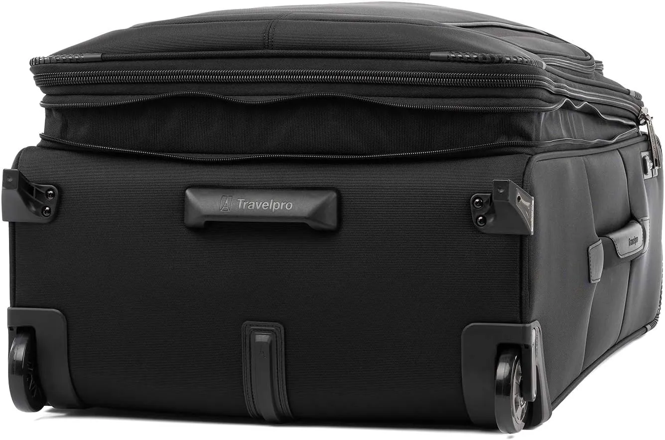 Travelpro Crew Versapack Softside Expandable 2 Wheel Upright Checked Luggage, TSA Lock, Built-in Fold-out Suiter, Men and Women, Jet Black, Checked Medium 26-Inch