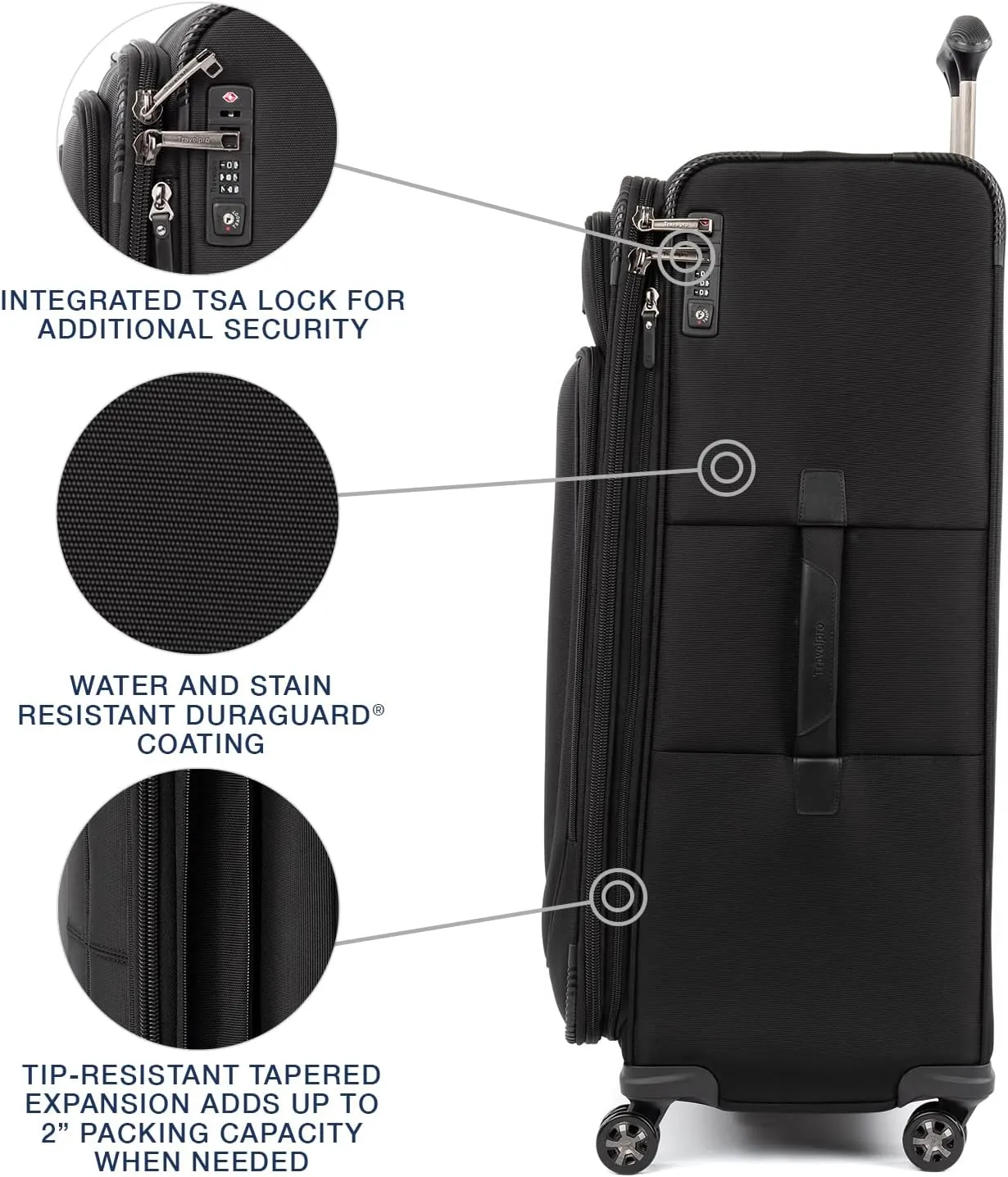 Travelpro Crew Versapack Softside Expandable 8 Spinner Wheel Checked Luggage, Men and Women, Jet Black, Checked Large 29-Inch