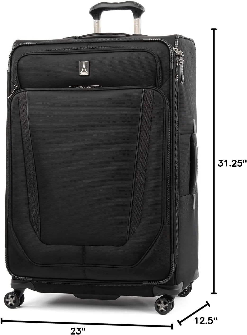 Travelpro Crew Versapack Softside Expandable 8 Spinner Wheel Checked Luggage, Men and Women, Jet Black, Checked Large 29-Inch