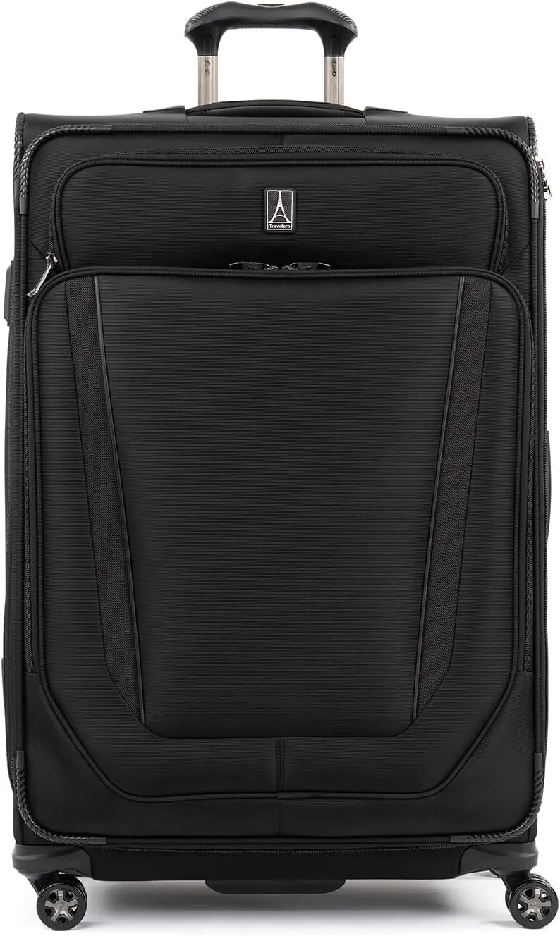 Travelpro Crew Versapack Softside Expandable 8 Spinner Wheel Checked Luggage, Men and Women, Jet Black, Checked Large 29-Inch