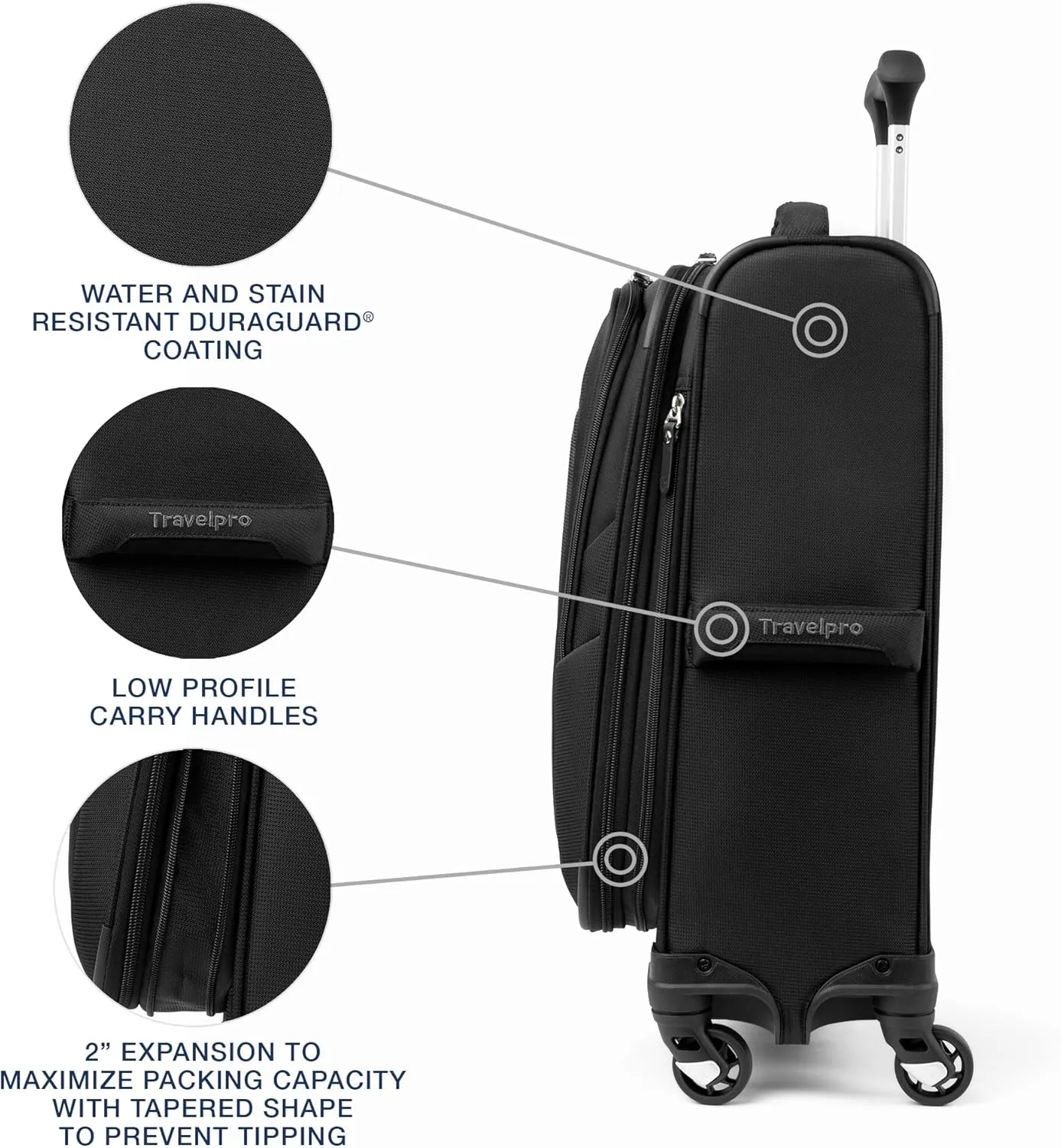 Travelpro Maxlite 5 Softside Expandable Carry on Luggage with 4 Spinner Wheels, Lightweight Suitcase, Men and Women, Black, Compact Carry on 20-Inch