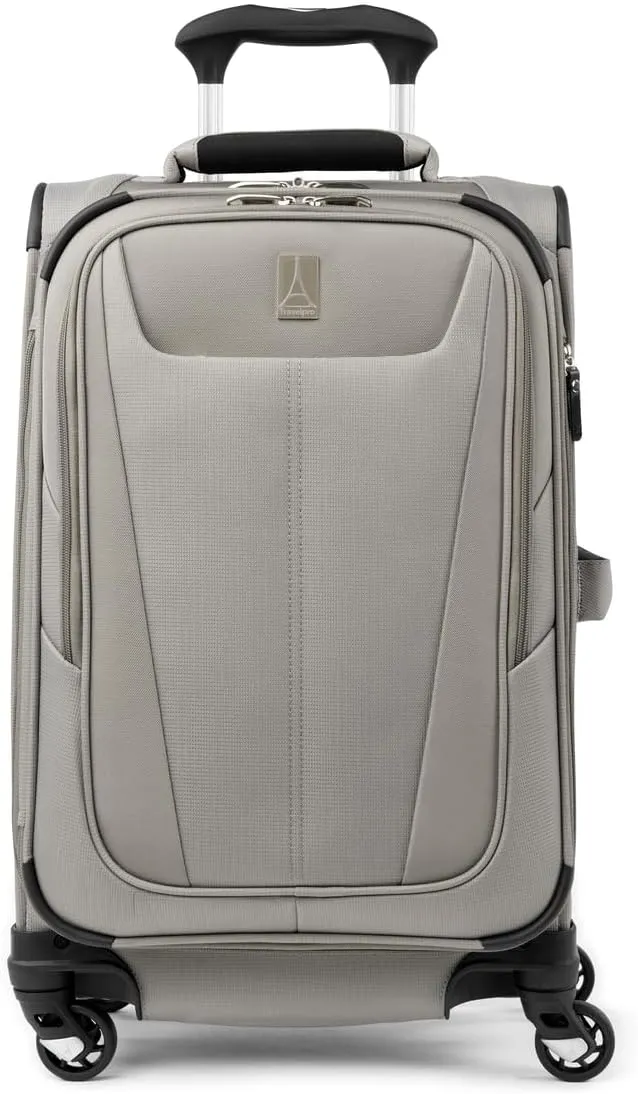Travelpro Maxlite 5 Softside Expandable Carry on Luggage with 4 Spinner Wheels, Lightweight Suitcase, Men and Women, Champagne, Carry On 21-Inch