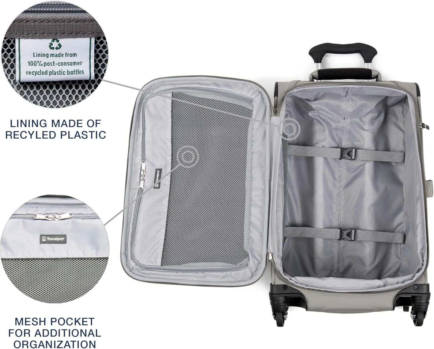 Travelpro Maxlite 5 Softside Expandable Carry on Luggage with 4 Spinner Wheels, Lightweight Suitcase, Men and Women, Champagne, Carry On 21-Inch