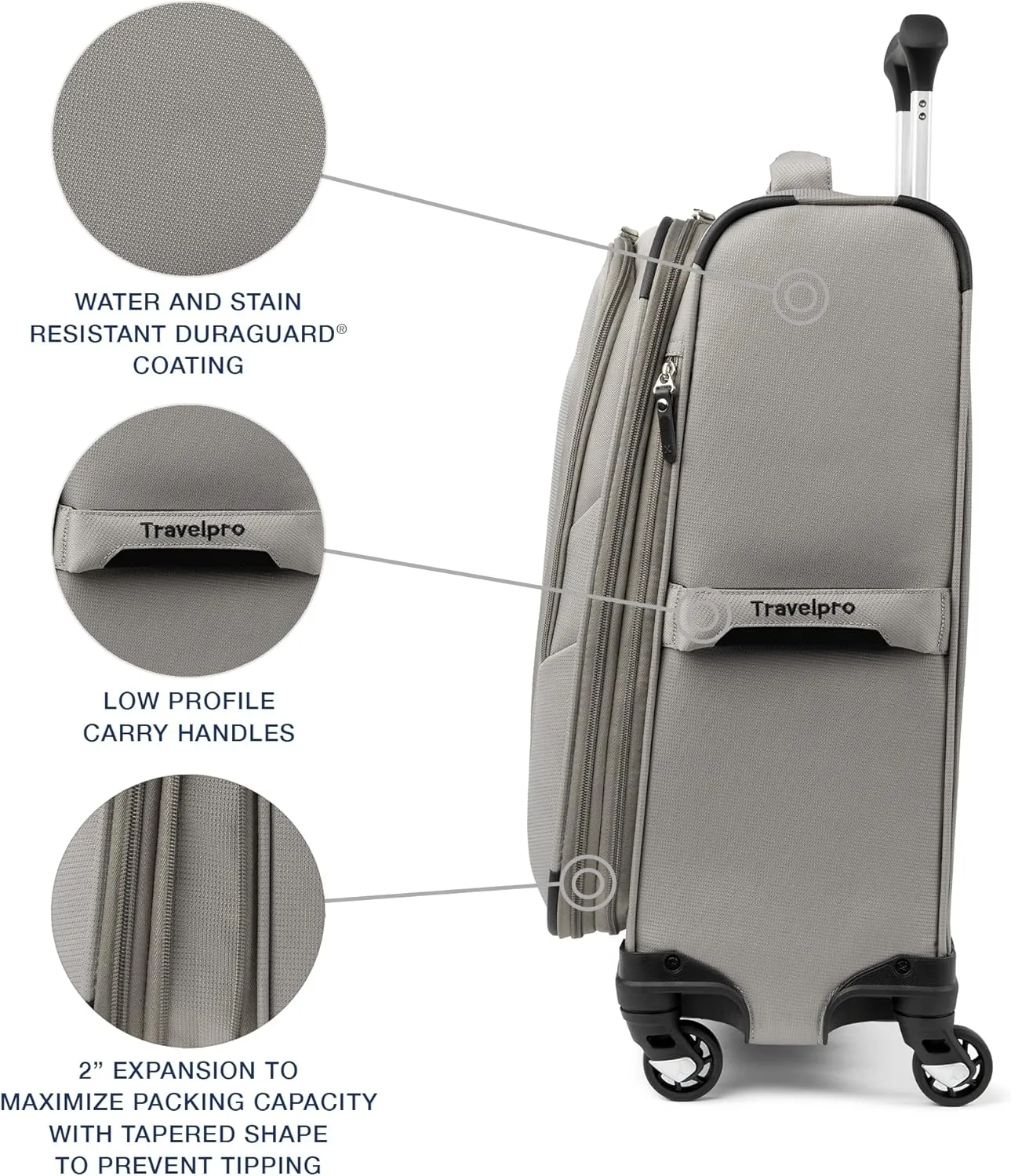 Travelpro Maxlite 5 Softside Expandable Carry on Luggage with 4 Spinner Wheels, Lightweight Suitcase, Men and Women, Champagne, Carry On 21-Inch
