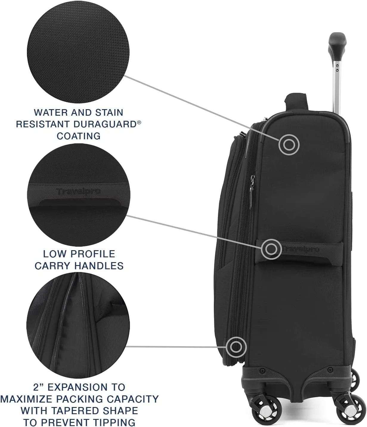 Travelpro Maxlite 5 Softside Expandable Carry on Luggage with 4 Spinner Wheels, Lightweight Suitcase, Men and Women, International, Black, Carry on 19-Inch