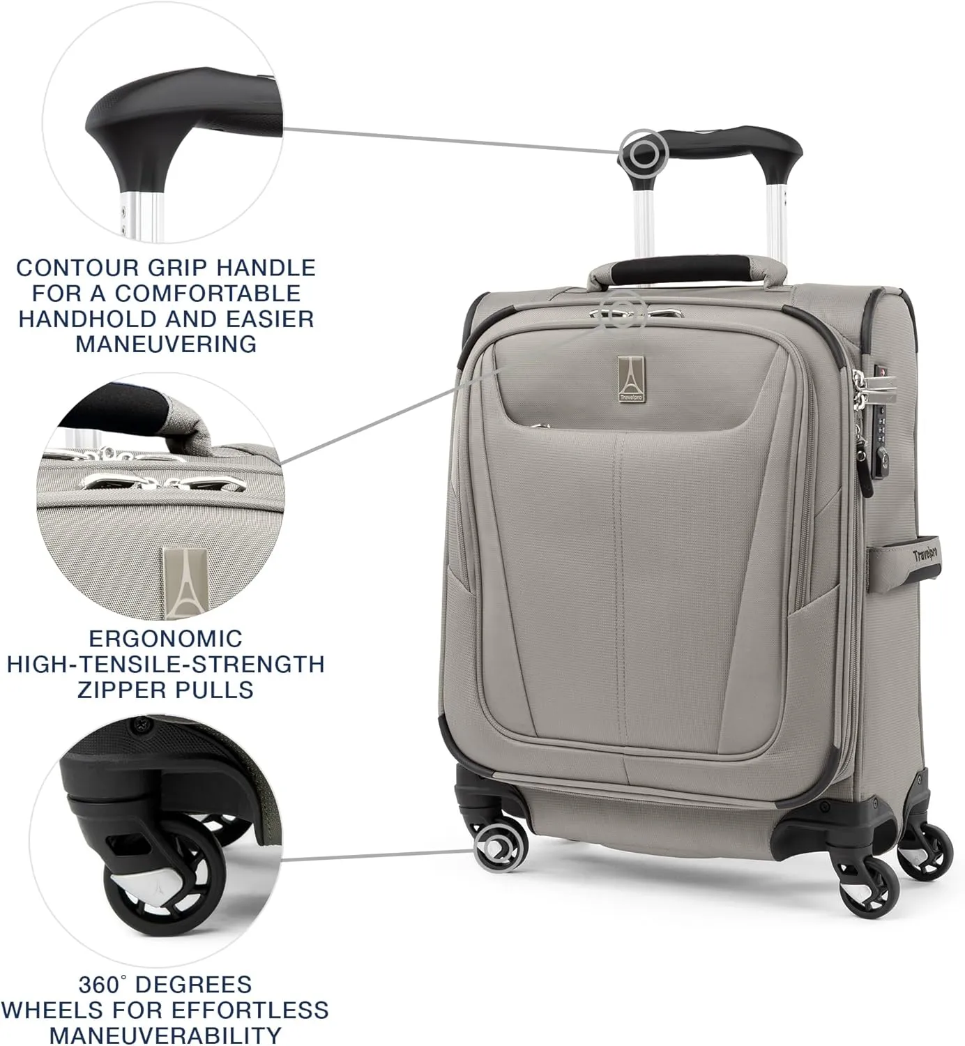 Travelpro Maxlite 5 Softside Expandable Carry on Luggage with 4 Spinner Wheels, Lightweight Suitcase, Men and Women, International, Champagne, Carry on 19-Inch