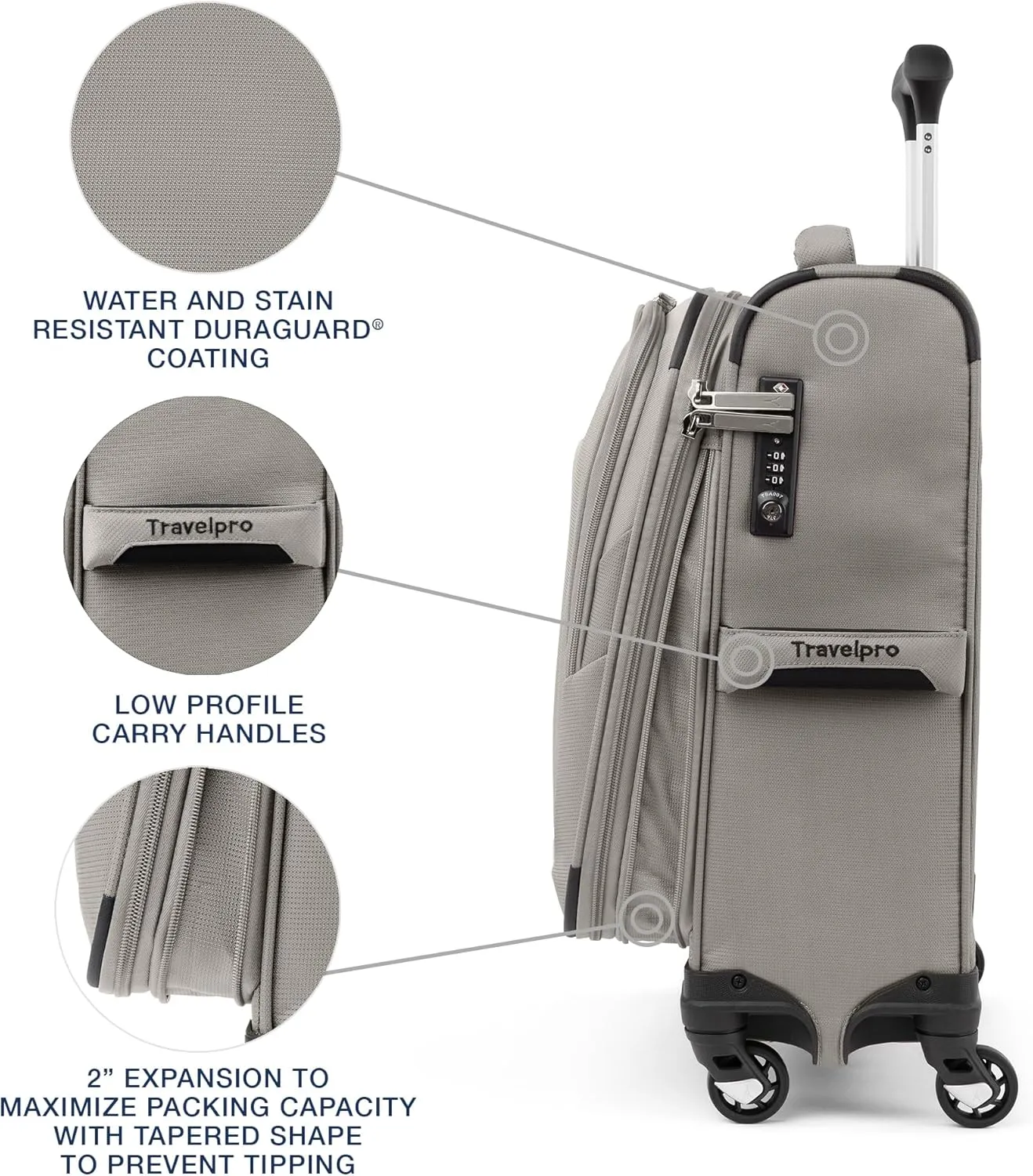 Travelpro Maxlite 5 Softside Expandable Carry on Luggage with 4 Spinner Wheels, Lightweight Suitcase, Men and Women, International, Champagne, Carry on 19-Inch